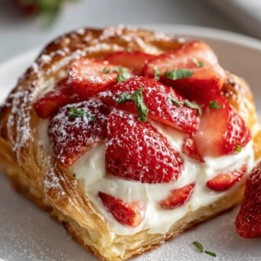 Delicious Vegan Strawberry Cream Danish