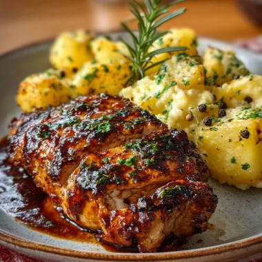 Honey Bbq Chicken & Creamy Garlic Parmesan Potatoes