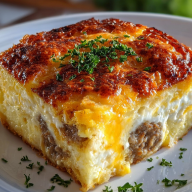 Sausage Egg and Cream Cheese Hashbrown Casserole