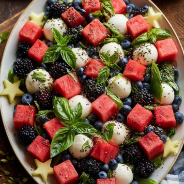 Watermelon Blueberry Salad With Fresh Basil and Mozzarella Recipe