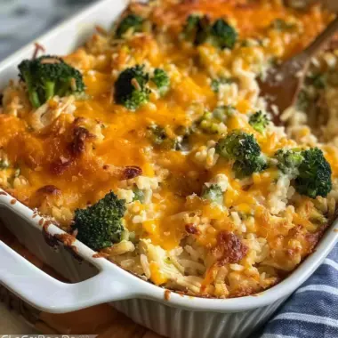 Broccoli Cheddar Chicken and Rice Casserole