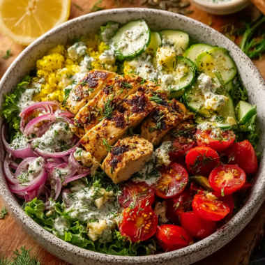 High Protein Mediterranean Lemon Dill Chicken Bowls