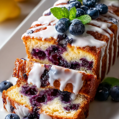 Lemon Blueberry Loaf Cake With Glaze