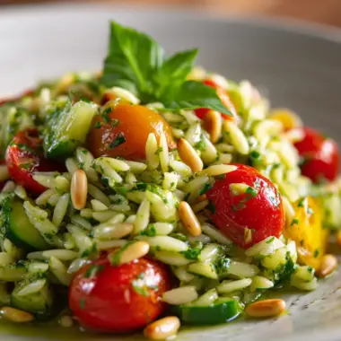 Quick & Easy Summer Pesto Orzo Salad