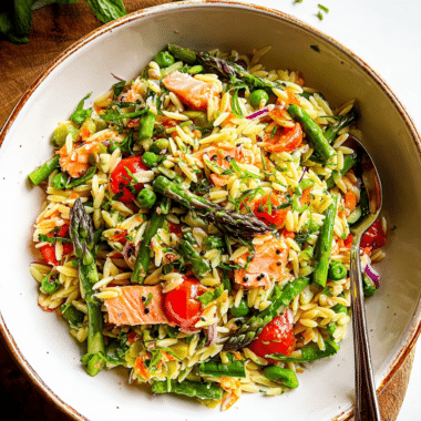 Salmon Asparagus Orzo Salad