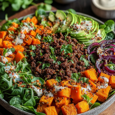 Spicy Ground Beef & Sweet Potato Protein Bowl