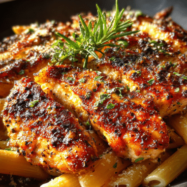 Sticky Garlic Butter Honey Parmesan Chicken Penne