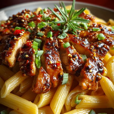 Sticky Honey Chili Garlic Butter Chicken Penne