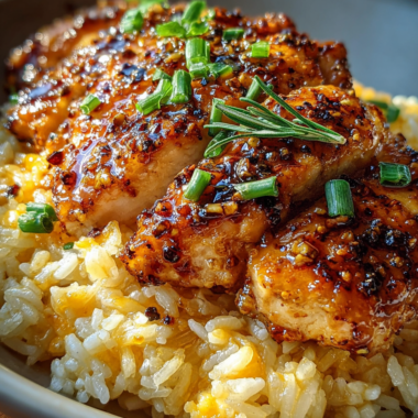 Sticky Honey Ranch Cheddar Chicken Rice Skillet