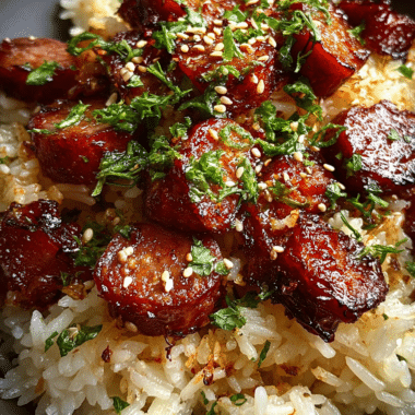 Sticky Smoky Garlic Butter Parmesan Sausage Rice