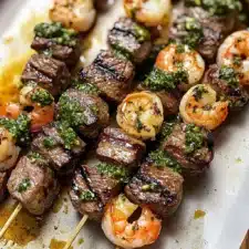 Surf and Turf Kabobs With Chimichurri Sauce
