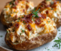 Easy Crack Chicken Stuffed Baked Potatoes Creamy Cheesy