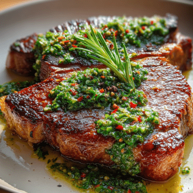 Sizzling Ribeye Steak With Zesty Chimichurri